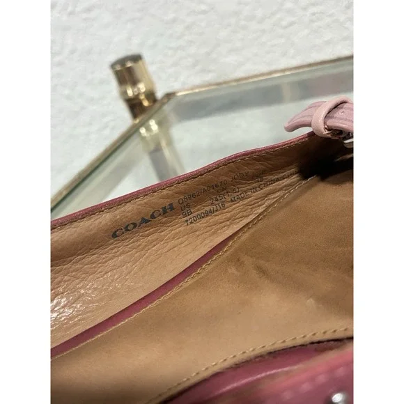 Coach 'Jody' Pink Studded Leather Strap Pointed Toe Ballet Flats Size 9B - Picture 9 of 14